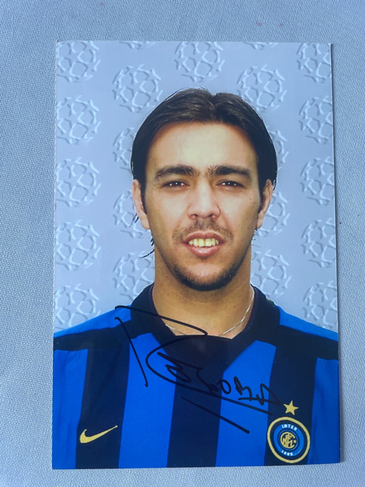 Authentic Alvaro Recoba signed Inter Milan portrait photo autograph, acquired from a top-rated German collector.
