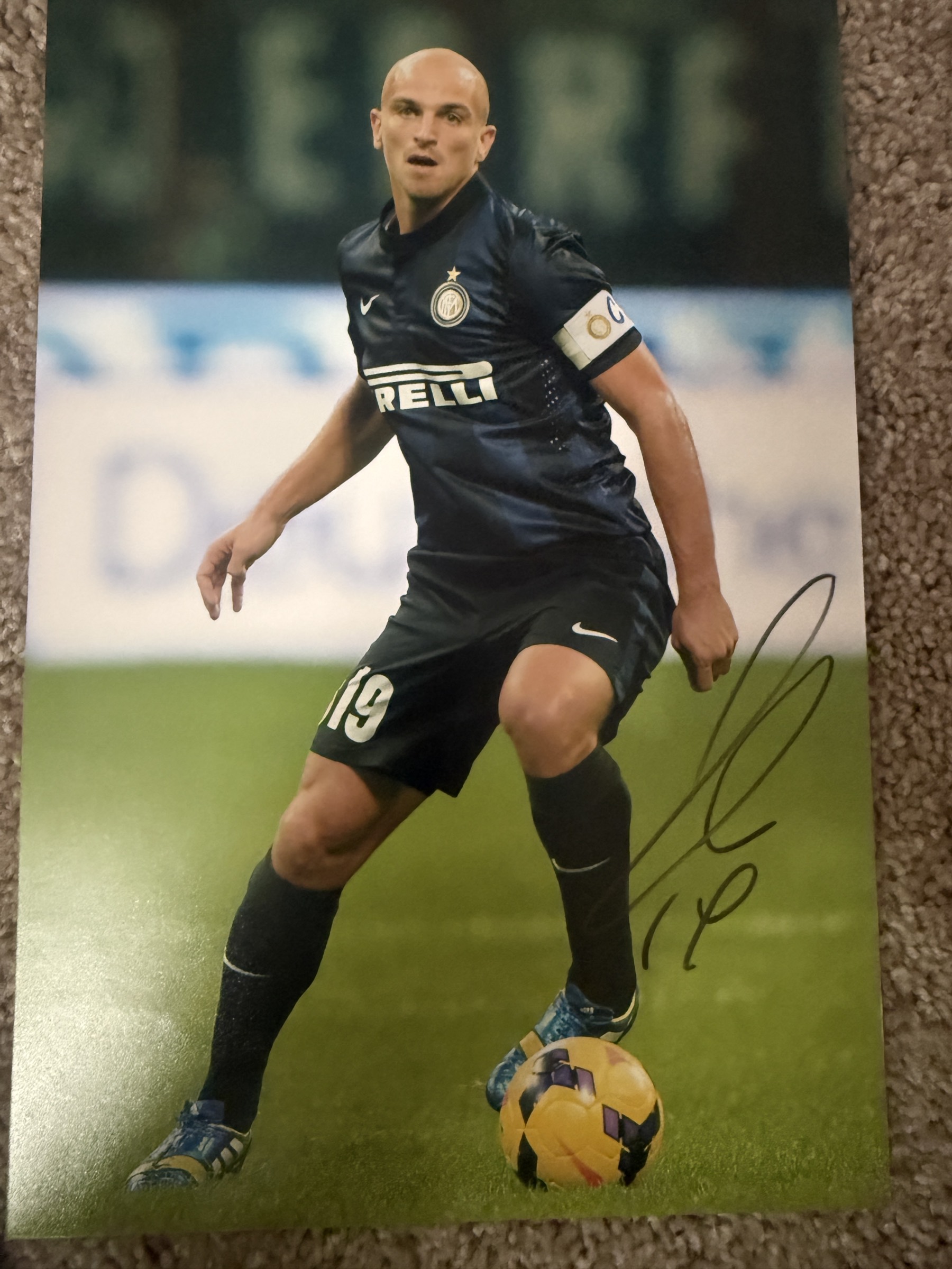 Authentic Esteban Cambiasso signed Inter Milan photo autograph, obtained in person in Europe.